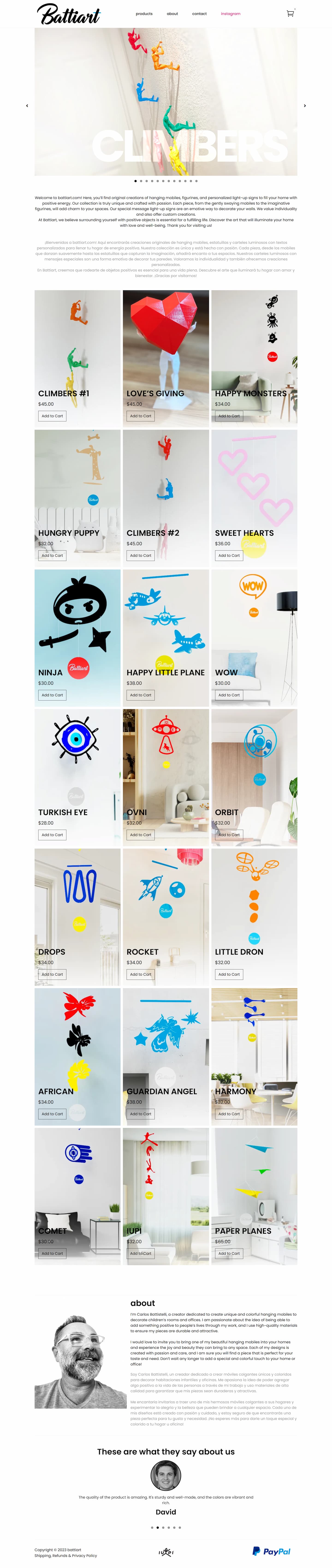Screenshot of Battiart site